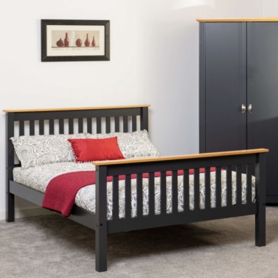 shark wooden bed grey high footed 
