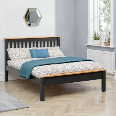 shark wooden bed low footed grey 