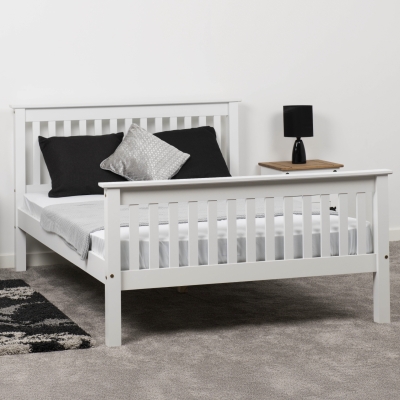 shark wooden bed white high footed 