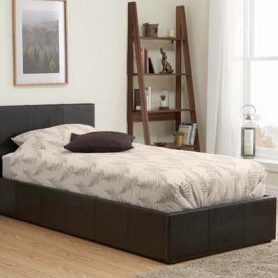 Single flat pvc brown ottoman bed 