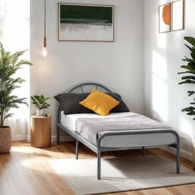 single Nora metal bed silver 