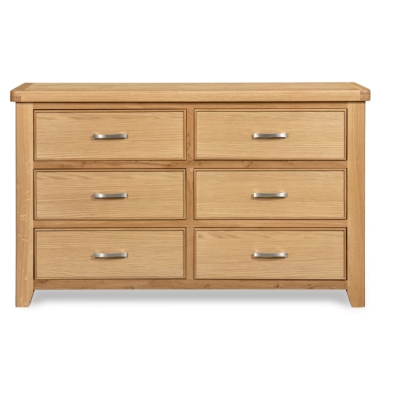Solid oak 6 drawer chest 