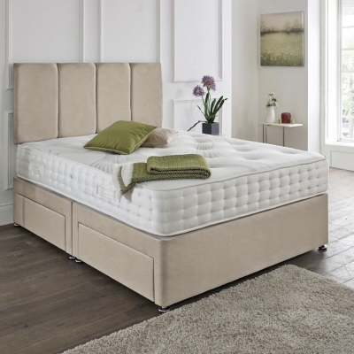 thick lined headboard 2 drawer divan cream