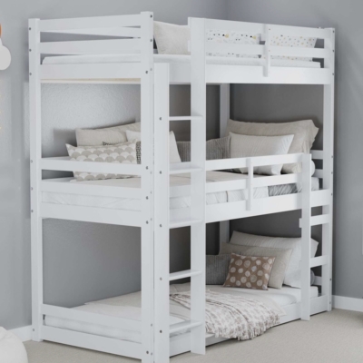 triple bunk bed white 