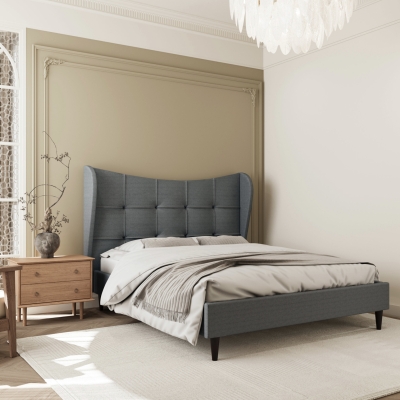 Verona 5' Bed grey fabric 