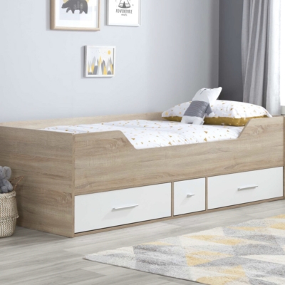 white and wooden cabin bed 