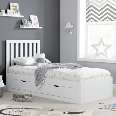wooden 2 drawer bed single 